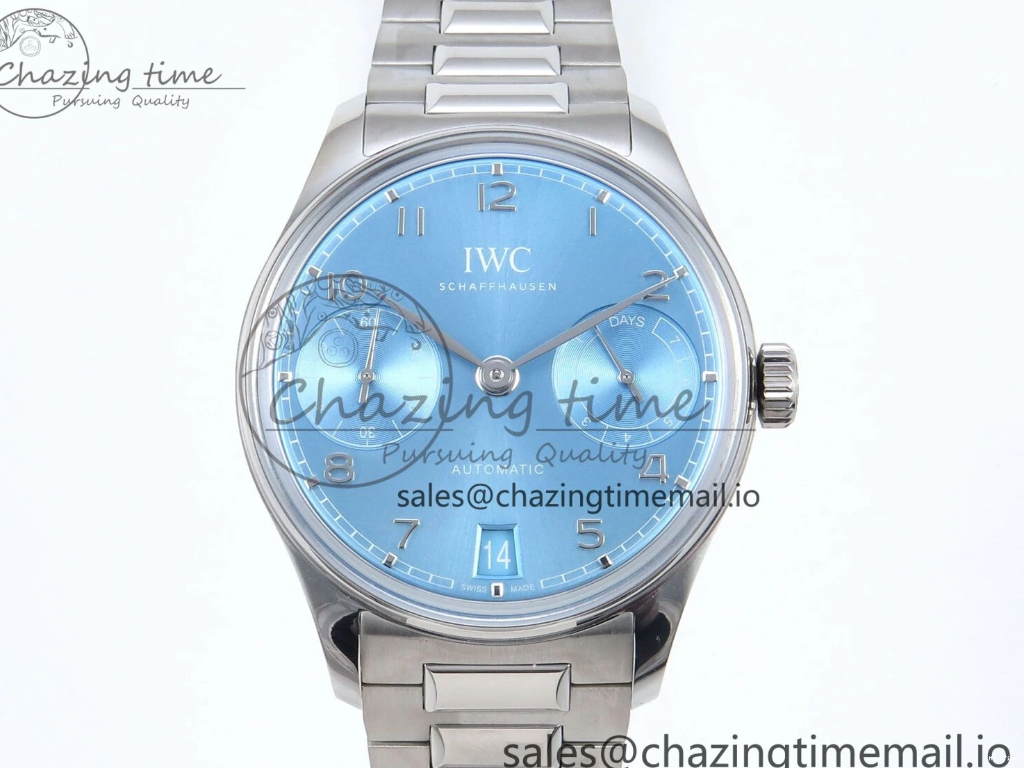 MIROTIME 0202 FashionForward Portugieser Auto IWC0562D APSF 1:1 Best Edition Light Blue Dial on SS Bracelet A 6994
